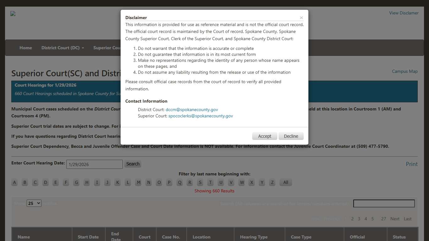 Spokane County Court Viewer