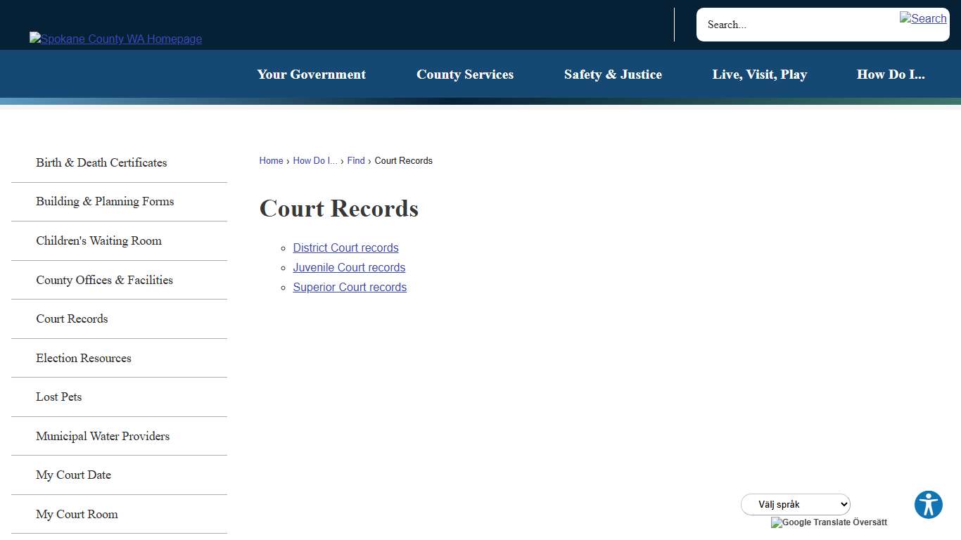 Court Records Spokane County, WA